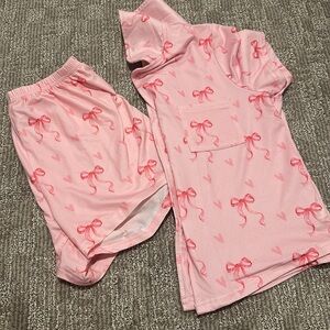 SHEIN Pink Bow Kids Pajama Set, 11Y NWOT